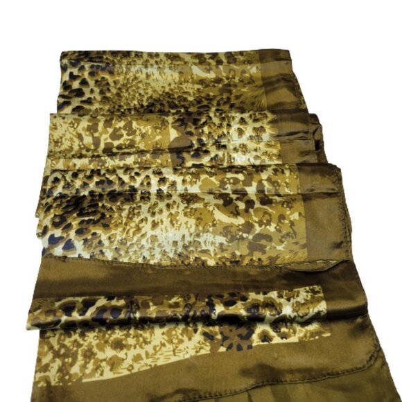 NEW Animal Print Olive Green and Black Long Rectangular Scarf - Picture 3 of 11